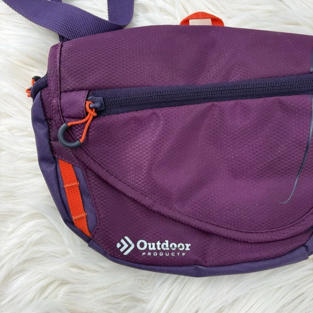 Outdoor Products Crossbody or bum bag rich purple color with grid‎ pattern